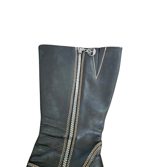 Vintage Y2k Timberland Black Leather Streetwear Wedge Boots Size 7.5 - Picture 3 of 7